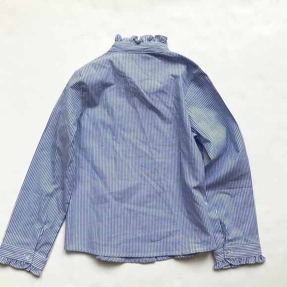 epk blue stripe ruffle button down shirt EUC 8Y - Picture 5 of 5